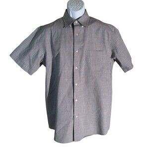 Roundtree & Yorke GOLD‎ LABEL Short Sleeve Button Down Cotton Shirt Gray Medium